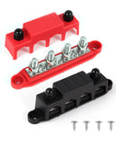 Gioyonil 12v Bus Bar Power Distribution Block 3/8, 4 Post Max 48V 250A Heavy Duty Battery Terminal Junction Block Busbar with Co