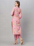 Gosriki Women'S Cotton Blend Straight Printed Kurta With Pant (Pahal Pink-Nw-Gs_M_Pink_Medium),Pink,,B0CGD5R1X4