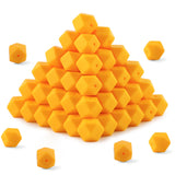 HHCFAST 96Pcs Hexagon Silicone Beads, 14mm Polygon Silicone Beads for Keychain Making, Pens and Bracelet Making(Bright Yellow)