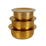 Salvus APP SOLUTIONS Brass Miniature Bhagona Patila Set with Lid for Pooja, Home Temple, Doll House & Kids Pretend Play 5+ Years