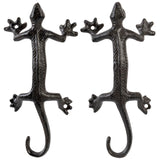 MyGift Rustic Heavy-Duty Cast-Iron Door Pull Handles with Dark Coffee Color Finish & Gecko Shaped Design, Commercial Grade Door