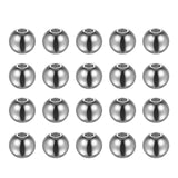 HARFINGTON 20pcs Beads 8mm Stainless Steel 2.5mm Hole Dia Bead for DIY Crafts, Silver Tone