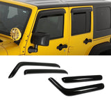 ZZDSNJ Tape-On Window Visors 4-Piece for 2007-2018 Jeep Wrangler 4-Door (JK) Sun Rain Guard Shield Shade Smoke 94249