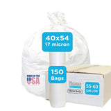 Large Garbage Bag - 55-60 Gallon Capacity, Heavy Duty, High Density, Tear Resistant, Unscented, Extra Strength for Commercial, I