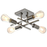 Youroke 4-Light Semi Flush Mount Ceiling Light, Modern Brushed Nickel Close to Ceiling Light Fixtures, Easy Assembled, House Ind