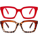REAVEE 2 Pack Oprah Style Oversized Reading Glasses for Women Men Blue Light Blocking, Ladies Stylish Retro Square Large Compute