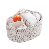 kamuavni Portable Nursery Basket Woven Diaper Caddy With Detachable Compartments Cotton Rope Basket Portable Car Storage Organiz