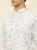 Manyavar Men'S Delicate White Bel Buti Printed Kurta (Xxl)