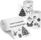 Transparent Self-Adhesive Thermal Paper, Glossy Thermal Printer Paper for Mini Portable Printer, 57mm X 2.5mm, 3-Rolls Thermal L
