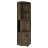 Tuhome Syrah Corner Bar Cabinet, Eight Bottle Cubbies, Double Door, Two Open Shelves -Dark Brown