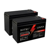 BOTKU 2 Pack 12V 10Ah Lithium LiFePO4 Deep Cycle Battery, 3000+ Cycle Rechargeable Lithium Iron Phosphate Battery for Solar, Fis