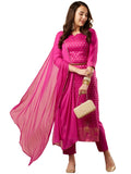 Anni Designer Women'S Cotton Blend Printed Straight Kurta With Pant & Dupatta (Zaklina Rani_M_Pink_Medium),Pink,M