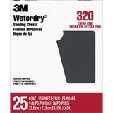 3M Wetodry Sandpaper, 25 Sheets, 320 Grit Sanding Paper, 9-in x 11-in, For Final or Between Coats Sanding, Sandpaper For a Premi