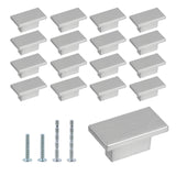 Mcredy Kitchen Cabinet Handles 16 Pcs Brushed Silver Rectangle Cabinet Knobs Zinc Alloy Drawer Pulls with Screws for Closets Dre