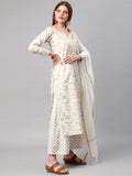Gosriki Women'S Cotton Blend Printed Straight Kurta With Palazzos & Dupatta (Ghost-Off-White-Nw-Gs_M_White_Medium),White,,B0BPXX9JDM