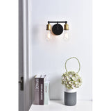 Living District Serif 2-Light Mid-Century Metal Wall Sconce In Brass And Black