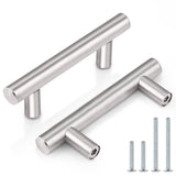Probrico (25 Pack Stainless Steel T Bar Cabinet Pulls, 2.5 Inch Hole Centers Brushed Nickel Kitchen Cabinet Handles Drawer Pulls