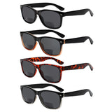 4 Pack Bifocal Reading Glasses Grey Lens Spring Hinge Outdoor Sunglasses Fashion Bifocal Sun Readers for Men Women