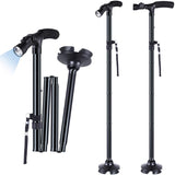Walking Cane for Men Women: Ohuhu Walking Canes with LED Light Folding Walking Stick Adjustable Free Standing Canes with Wrist S