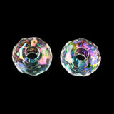 LiQunSweet 20 pcs Transparent Rondelle Theme Acrylic Beads Iridescent Large Hole Flat Round Spacer Beads for Bracelet Earring Ne