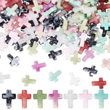SUNNYCLUE 280Pcs 7 Styles Crosses Beads Crucifix Beads Small Acrylic Easter Pink White Rosary Sunday Loose Spacer Plastic Cross