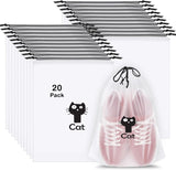 Pristu Pack Of 20 Pcs Shoe Bag Cover For Shoe Storage & Travelling Drawstring Bags Waterproof, White Large Waterproof Portable D