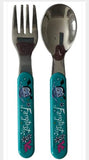 Zak Designs Vampirina 7pc Children's Flatware Set (7 Items, 4 Pieces, Melamine, Lavender, Glossy, Dishwasher Safe)