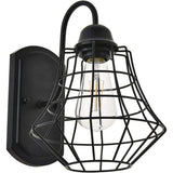 Living District Candor 1-Light Mid-Century Metal Wall Sconce In Black