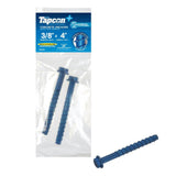 Tapcon+ 3/8 x 4 Inch Heavy-Duty Hex Head Concrete Anchors, 2 PCS, Corrosion Resistant Blue Climaseal Coating, Outdoor Rated Use,