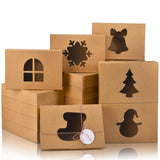 COTOPHER 18Pcs Christmas Cookie Boxes with Window, 12x8x2.5 inch Brown Bakery Boxes for Gift Giving, Kraft Treat Boxes Dessert B
