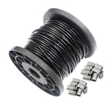 DGOL Soft Black Vinyl Coated 68 ft 304 Stainless Steel Cable Wire Rope 1/8 inch Core Diameter 5/64 inch with 20pcs Sleeves Stops