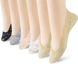 Ghelonadi Women Cotton Lace Low Cut Socks No Show NonSlip Breathable Invisible Multicolor MultiDesign Free Size Pack Of 3