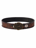 Celtic Genuine Leather Belt For Men | Floral Engraved Western Belt With Statement Designer Buckle | Comfortable Fit For Party Fe