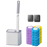 Snofrid Toilet Disposable Brush with Holder & Refill Heads Hygienic Sanitary Toilet Cleaner for Easy Cleaning, StreakFree Fre