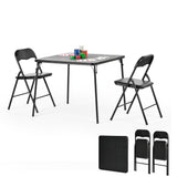 Homy Casa Folding Card Table - 33.9 Inch Square Metal Construction for Indoor & Outdoor Games and Recreation (3-Piece)