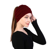 Winter Headband WomenS Headband Winter, Winter Ear Warmer Knitted Headband/Ponytail Beanie For Women (Red)