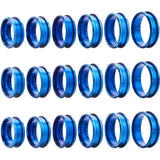 SUNNYCLUE 1 Box 18Pcs Inlay Ring Blanks Blue Stainless Steel Grooved Ring Blank US Size 7/8/9/10/11/12 Finger Findings Settings
