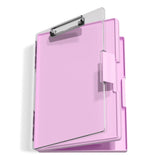 Hongri Clipboard with Storage, PalePink 8.5 x 11 Folder Nursing Side Opening, Heavy Duty with Dual Compartment, Smooth Writing f