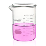 Labvida Heavy Duty Glass Beakers Vol.4000ml (135.3oz) thick-walled, 3.3 Boro Griffin Low Form with Double Scale Printed Graduati
