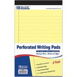 BAZIC 50 Ct. 5 X 8 Canary Jr. Perforated Writing Pad (2/Pack)