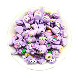 50-Pcs Anime Crafts Making Charm Flatback Resin Beads Lots Cartoon Beads Cute Charms for Jewelry Making (Purple)