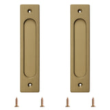MOROBOR Rectangular Recessed Sliding Door Pulls, 2pcs Brushed Gold Flush Pull Aluminum Alloy Closet Doors Finger Pulls with Moun