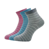 Van Heusen WomenS Cotton Quarter Length Socks (Pack Of 3) Grey Melange, Sky Blue, Pink