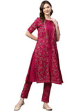 ZIYAA Women's Crepe Straight fit Kurta (ZIKUCR3502-M_Dark Pink_M)