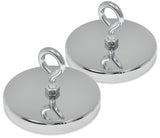 Master Magnetics Ceramic Round Base Magnet with Eyebolt Pack - Heavy-Duty Strong Magnets - 95 lb Pull Each - Chrome-Plated - 3.2