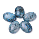 Fashewelry 20Pcs Natural Oval Blue Ripple Jasper Flat back Gemstone Cabochons 25x18mm Healing Chakra Crystal Stone Bead Cab Cove