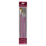 Creative Inspirations DuraHandle Long Handle Assorted Paint Brush Set of 4 Solid Resin Handle, Synthetic Taklon Paint Brushes