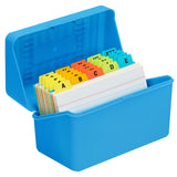 H4D 3x5 Index Card Holder with 100 Heavyweight Ruled Index Cards and 25 Plastic Dividers, Blue