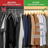 30-Pack Wood-Look Plastic Hangers, Non-Slip Velvet Finish, 360° Swivel Hook
