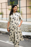 Anni Designer Women'S Rayon Viscose A-Line Printed Kurta With Pant (Papmoni Cream_L_Cream_Large),Cream,L,Rayon Blend,Classic,